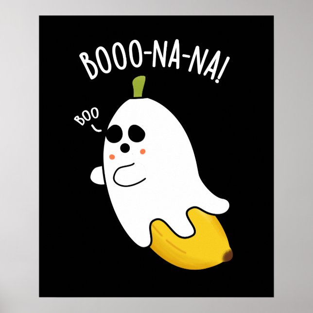 Boo-nana Funny Ghost Banana Pun Mörk BG Poster (Framsidan)