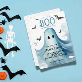 Boo Nästan Förfallen Blå Ghost Pojke Baby Shower Inbjudningar
