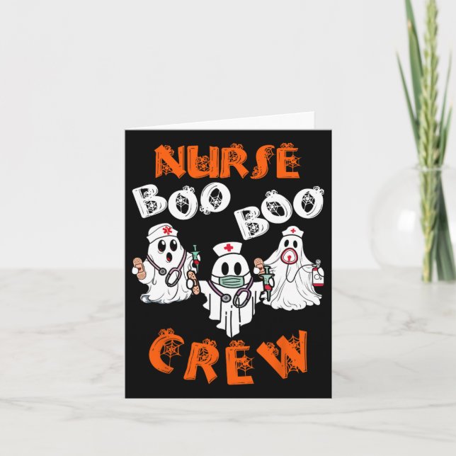 Boo Nurse SCrub Funny Ghost Halloween Costumes Wom Kort (Framsida)