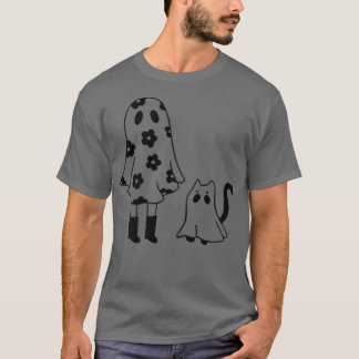 Boo och Cat Ghost Funny Halloween Hippie Costume 4 T Shirt