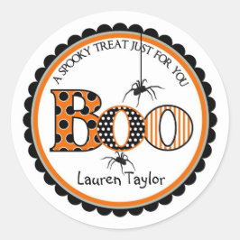 BOO och Spiders Halloween Treat Stickers Runt Klistermärke