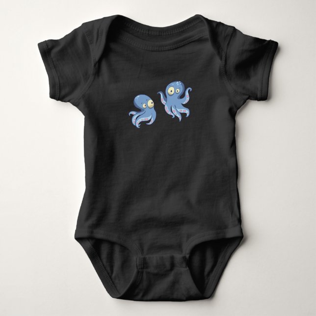 Boo Octopus Blue Kids Clothing & Décor T Shirt (Framsida)