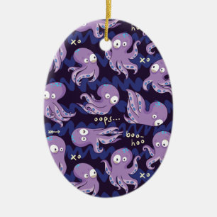 Boo Octopus Cute Lila Kids Clothing & Décor Julgransprydnad Keramik