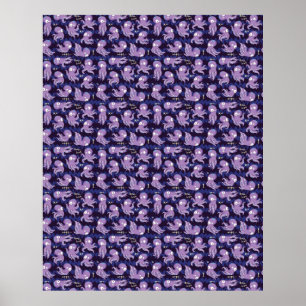 Boo Octopus Cute Lila Kids Clothing & Décor Poster