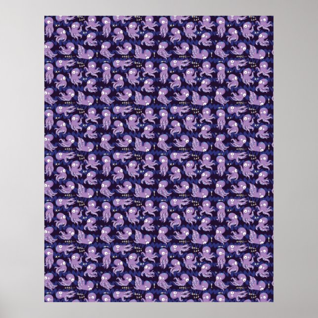 Boo Octopus Cute Lila Kids Clothing & Décor Poster (Framsidan)