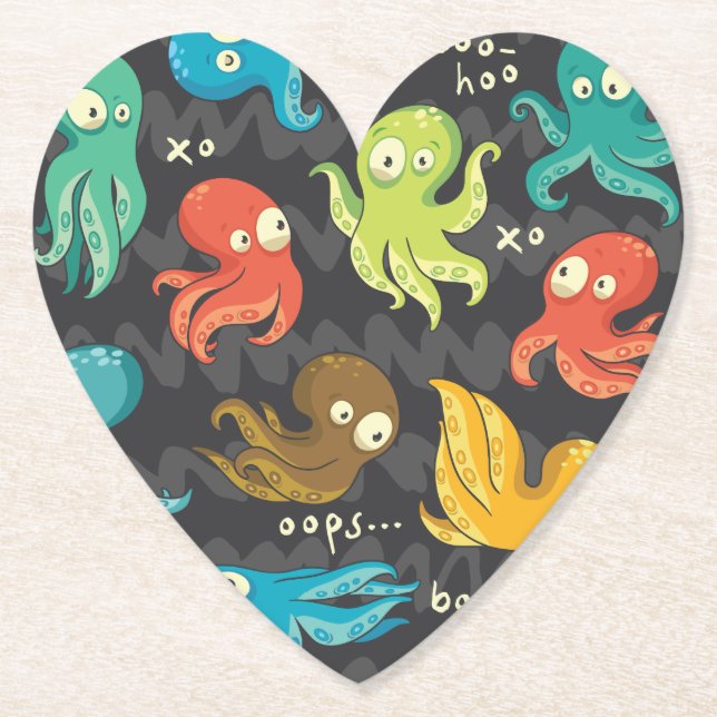 Boo Octopus Cute Multifärgad Kids Clothing & Décor Underlägg Papper (Framsida)