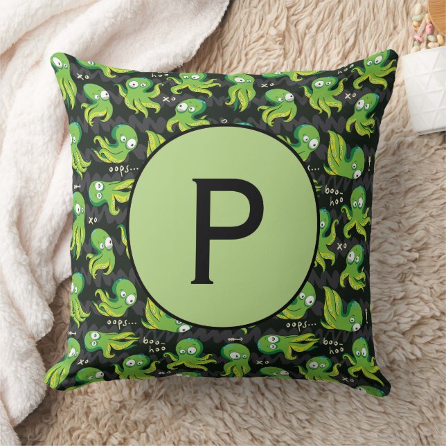 Boo Octopus Grönt Kids Clothing & Décor Kudde (Filt)