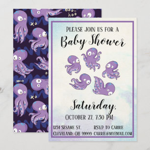 Boo Octopus Lila Baby Shower-inbjudan Inbjudningar