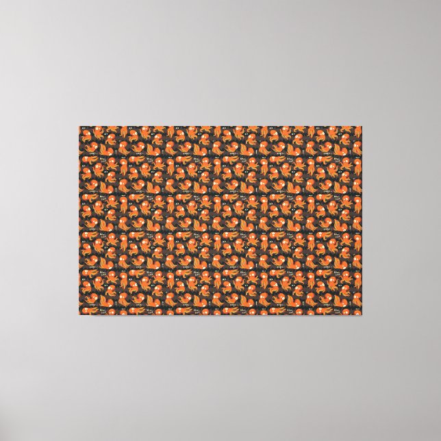 Boo Octopus Orange & Black Kids Clothing & Décor Canvastryck (Framsida)