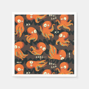 Boo Octopus Orange & Black Kids Clothing & Décor Pappersservett