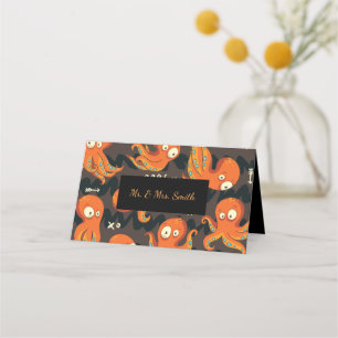 Boo Octopus Orange & Black Kids Clothing & Décor Placeringskort