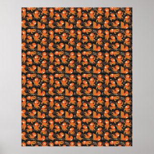 Boo Octopus Orange & Black Kids Clothing & Décor Poster