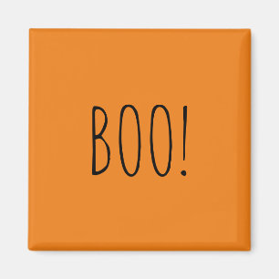 Boo orange, enkel typografi, roligt Halloween Magnet
