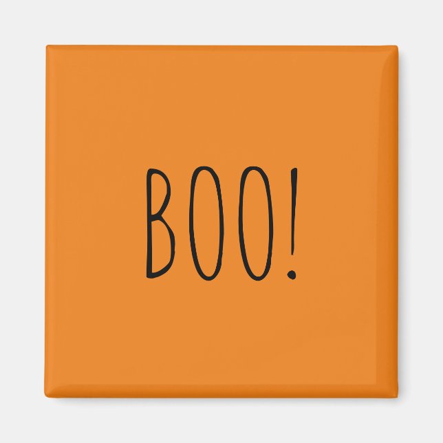 Boo orange, enkel typografi, roligt Halloween Magnet (Framsidan)