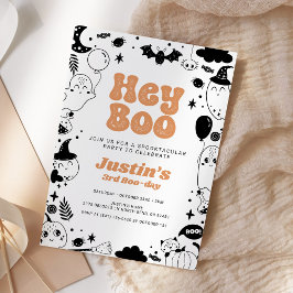 Boo Orange Ghost Halloween Birthday Inbjudningar