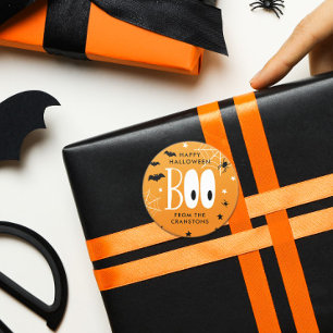 Boo Orange Happy halloween Runt Klistermärke