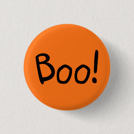 Boo orange söt handskriven typografi Halloween Knapp
