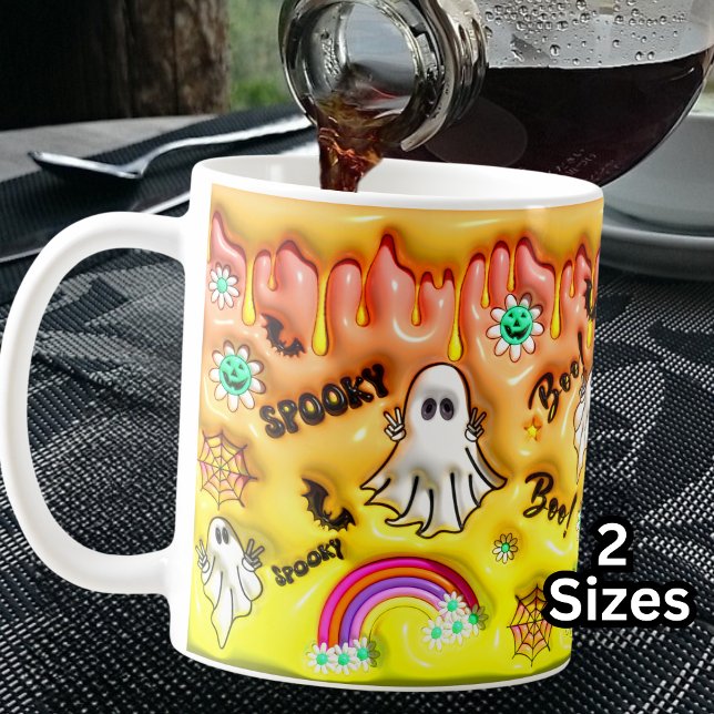 Boo! Orangen Gult för 3D-effekter i Spooky Spöken Kaffemugg (Skapare uppladdad)