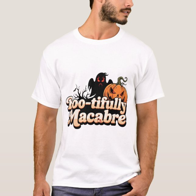 Boo-outtröttligt Macabre Halloween-fasa T Shirt (Framsida)