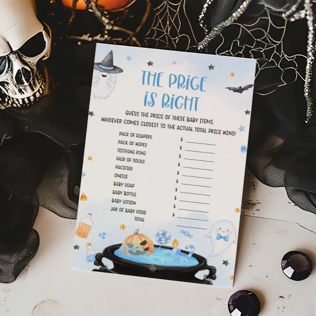 Boo-oy Halloween Pris är Höger Game (Blue Oh Sheet Baby Shower The Price is Right Game)