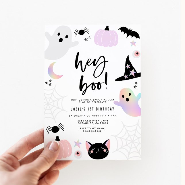 Boo Pastel Halloween Birthday-inbjudan Inbjudningar (Skapare uppladdad)