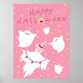Boo Pastel Halloween Decor Rosa Nursery Lil Ghost Poster