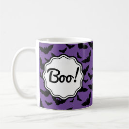 Boo! Personlig Halloween Lila Black Fladdermus Kaffemugg