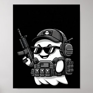 Boo Pew taktical Ghost Costume Gun Älskare Hallowe Poster