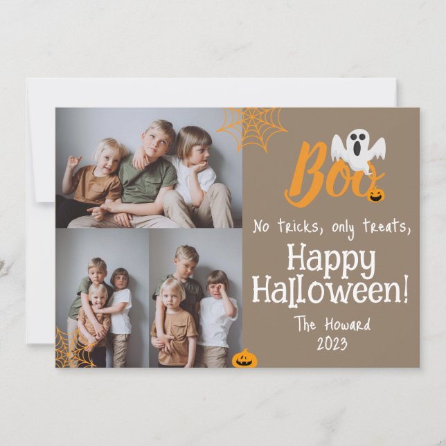 Boo pumpa jack-o-lantern Halloween fotokollage Julkort (Framsida)