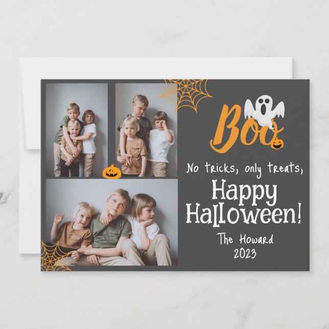 Boo pumpa jack-o-lantern Halloween fotokollage Julkort (Framsida)