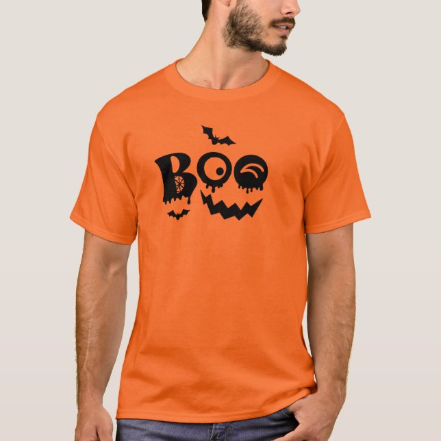 Boo Pumpkin Ansikte Halloween T-Shirt Design (Framsida)