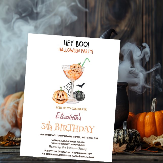 Boo Pumpkin Cocktail Halloween Birthday Inbjudningar (Skapare uppladdad)