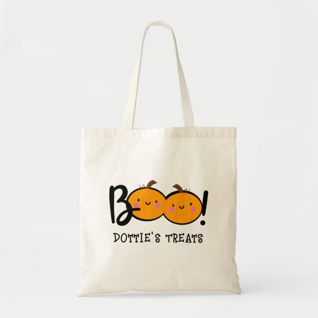 Boo Pumpkin Halloween Bus eller godis Bag/ Boo Bag Tygkasse (Framsidan)