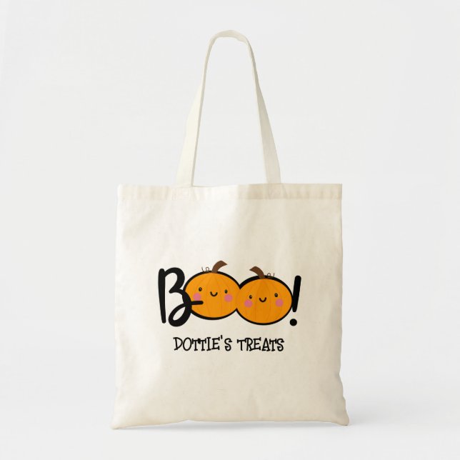 Boo Pumpkin Halloween Bus eller godis Bag/ Boo Bag Tygkasse (Framsidan)