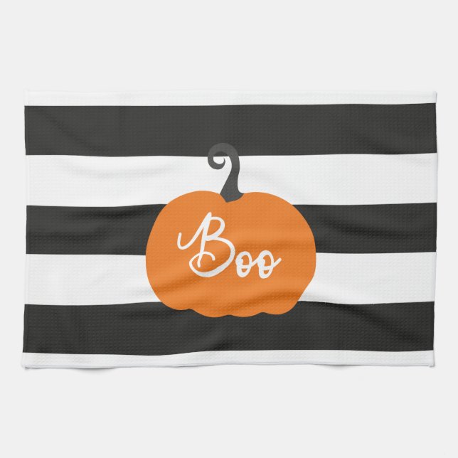 "Boo" Pumpkin Halloween Kökshandduk (Horisontell)