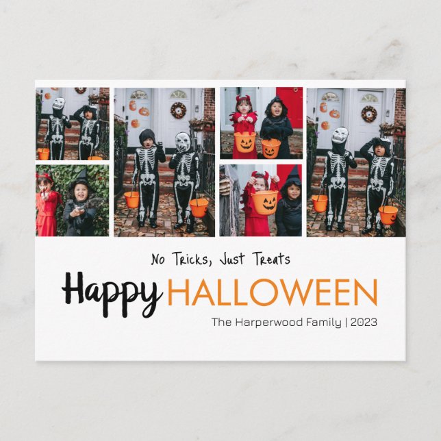 Boo pumpkin jack-o-lantern Halloween Photo Collage Helg Vykort (Framsida)