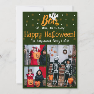 Boo pumpkin jack-o-lantern Halloween Photo Collage Julkort
