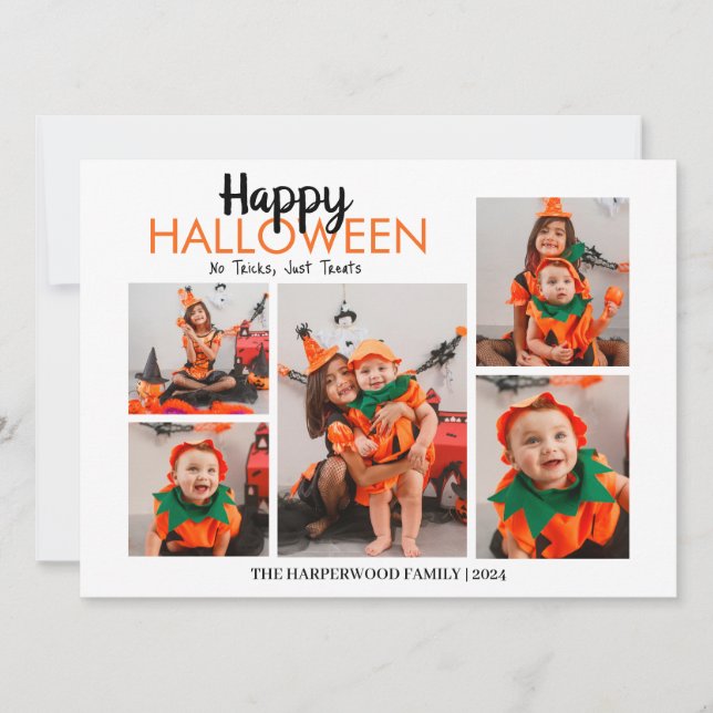 Boo pumpkin jack-o-lantern Halloween Photo Collage Julkort (Framsida)