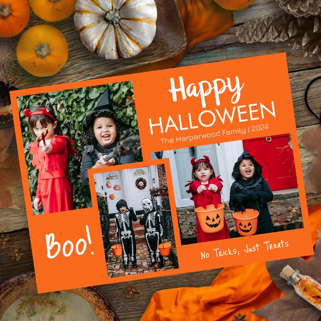 Boo pumpkin jack-o-lantern Halloween Photo Collage Julkort (Skapare uppladdad)