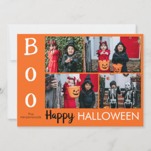 Boo pumpkin jack-o-lantern Halloween Photo Collage Julkort