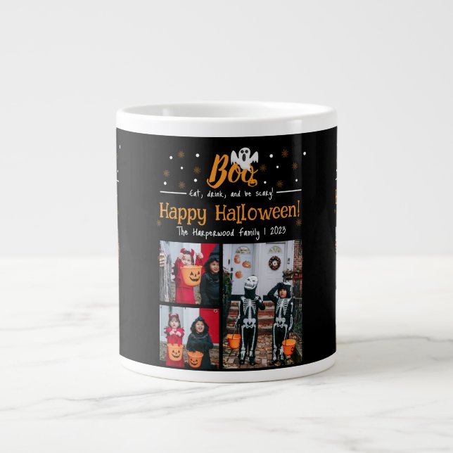 Boo pumpkin jack-o-lantern Halloween Photo Collage Jumbo Mugg (Framsidan)