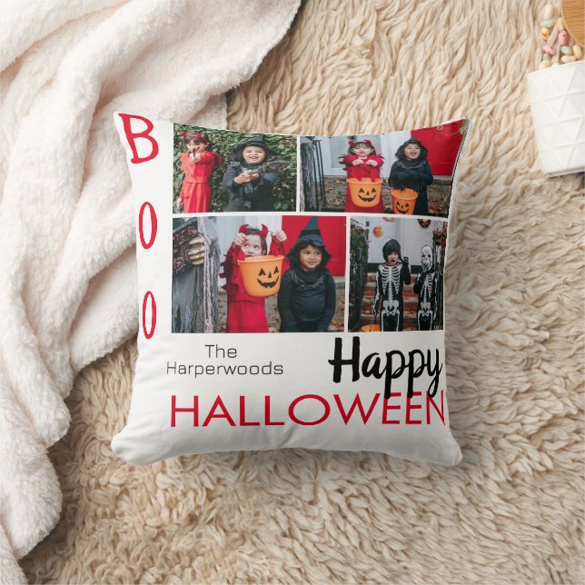 Boo pumpkin jack-o-lantern Halloween Photo Collage Kudde (Filt)