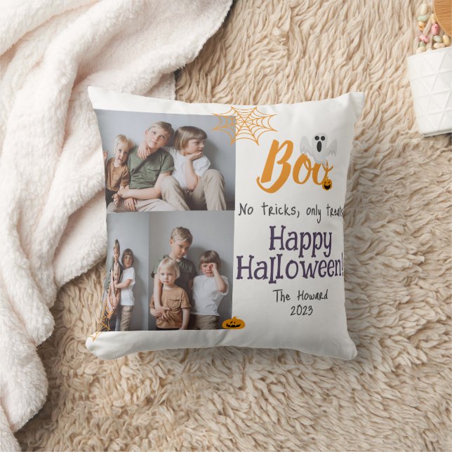 Boo pumpkin jack-o-lantern Halloween Photo Collage Kudde (Filt)