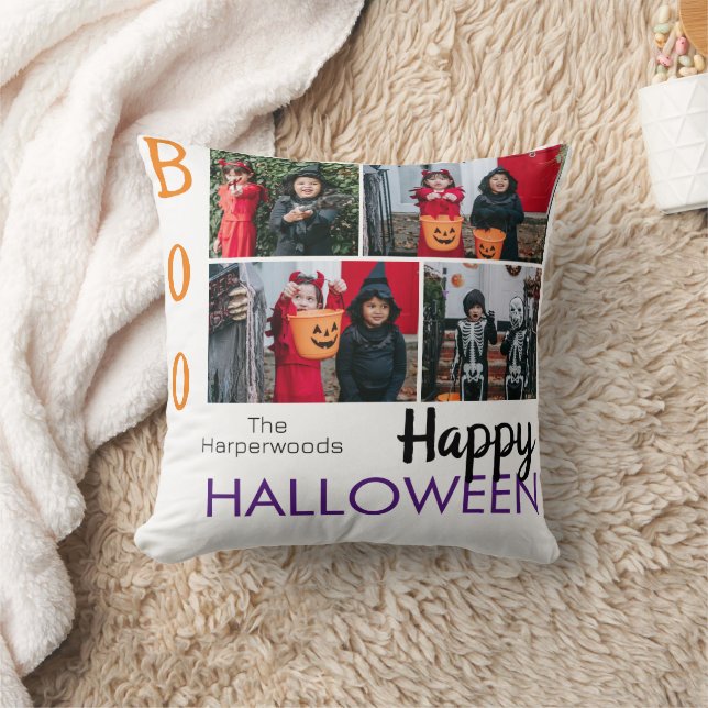 Boo pumpkin jack-o-lantern Halloween Photo Collage Kudde (Filt)