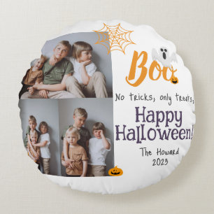 Boo pumpkin jack-o-lantern Halloween Photo Collage Rund Kudde