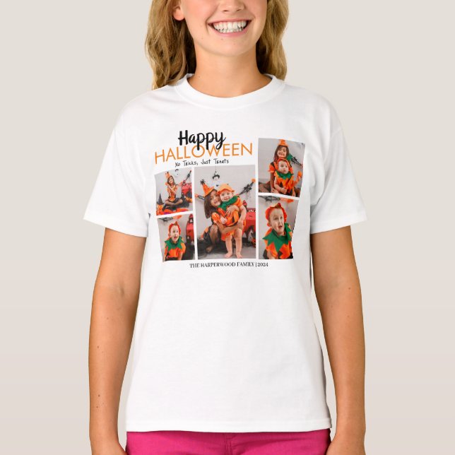 Boo pumpkin jack-o-lantern Halloween Photo Collage T Shirt (Framsida)