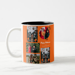 Boo pumpkin jack-o-lantern Halloween Photo Collage Två-Tonad Mugg