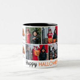 Boo pumpkin jack-o-lantern Halloween Photo Collage Två-Tonad Mugg