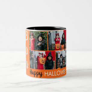 Boo pumpkin jack-o-lantern Halloween Photo Collage Två-Tonad Mugg