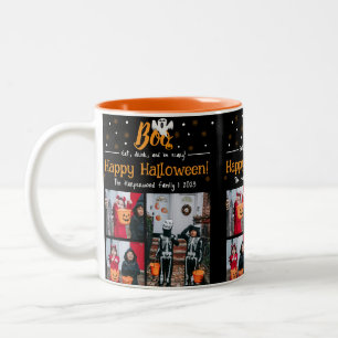 Boo pumpkin jack-o-lantern Halloween Photo Collage Två-Tonad Mugg